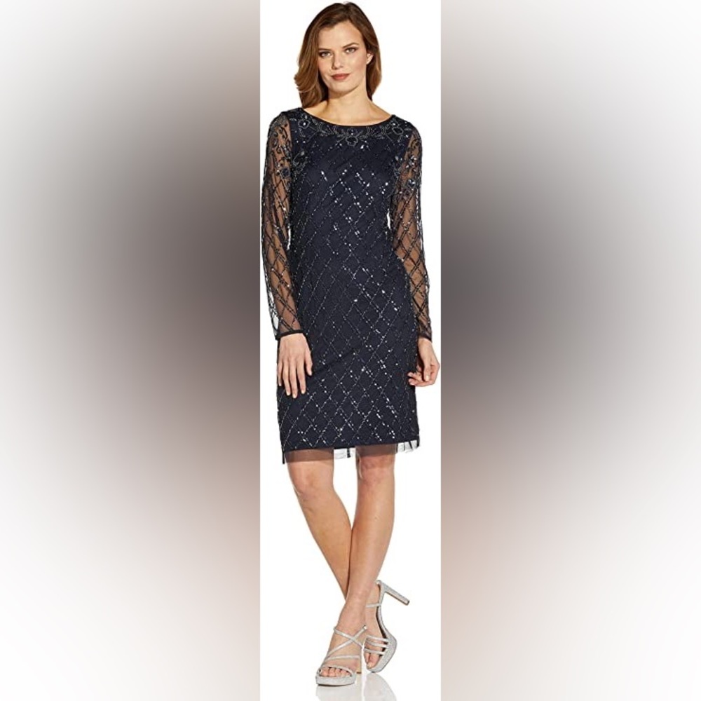ADRIANNA PAPELL SHORT BEADED DRESS